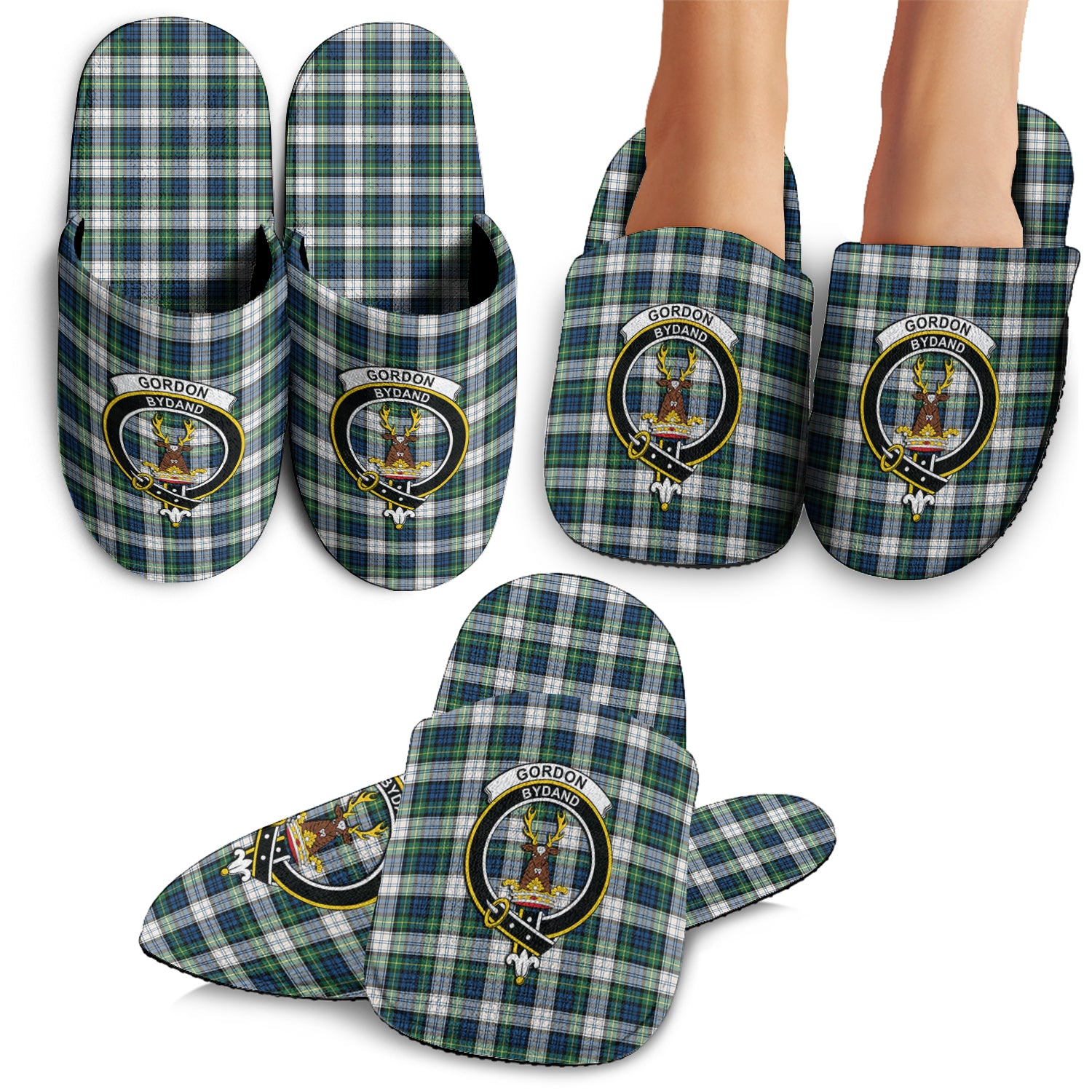 Gordon Dress Ancient Tartan Home Slippers with Family Crest - Tartanvibesclothing