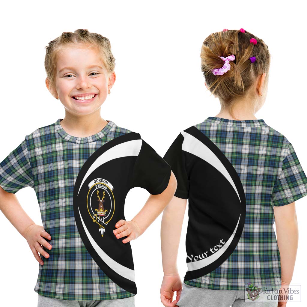 Gordon Dress Ancient Tartan Kid T-Shirt with Family Crest Circle Style - Tartan Vibes Clothing