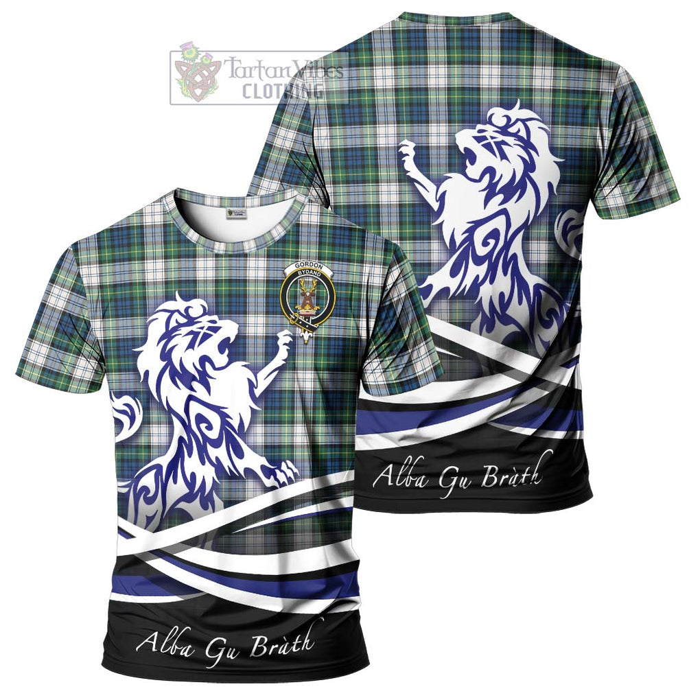 Tartan Vibes Clothing Gordon Dress Ancient Tartan Cotton T-shirt with Alba Gu Brath Regal Lion Emblem