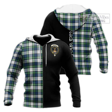 Gordon Dress Ancient Tartan Knitted Hoodie with Family Crest and Half Of Me Style