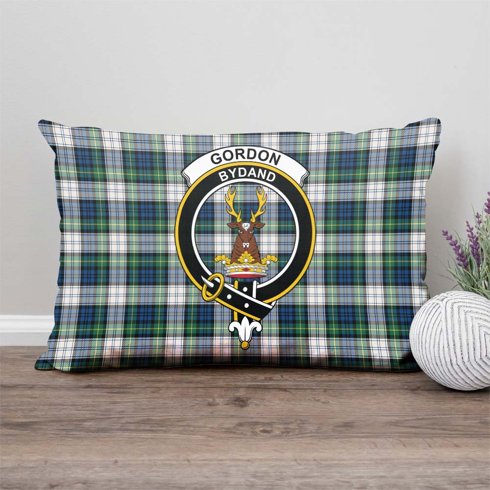 Gordon Dress Ancient Tartan Pillow Cover with Family Crest Rectangle Pillow Cover - Tartanvibesclothing