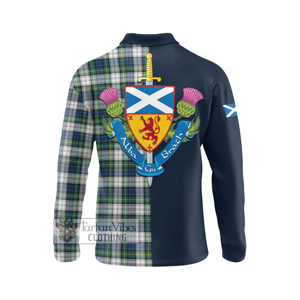 Tartan Vibes Clothing Gordon Dress Ancient Tartan Long Sleeve Polo Shirt with Scottish Lion Royal Arm Half Style