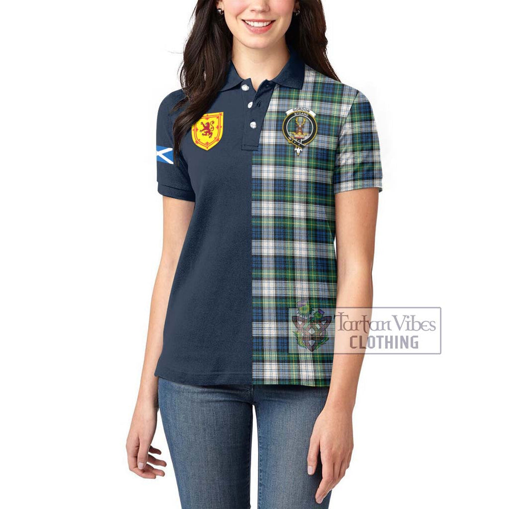 Tartan Vibes Clothing Gordon Dress Ancient Tartan Women's Polo Shirt with Scottish Lion Royal Arm Half Style