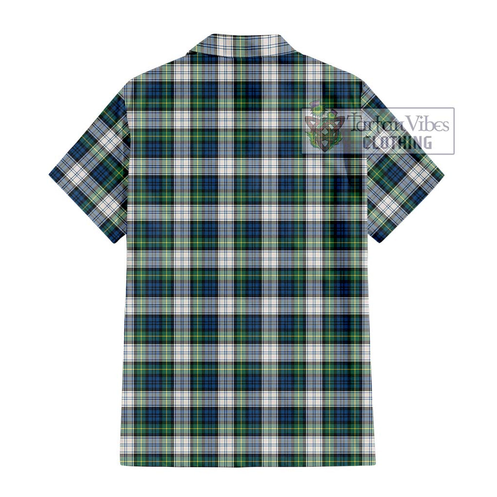 Gordon Dress Ancient Tartan Short Sleeve Button Shirt with Family Crest DNA In Me Style - Tartanvibesclothing Shop