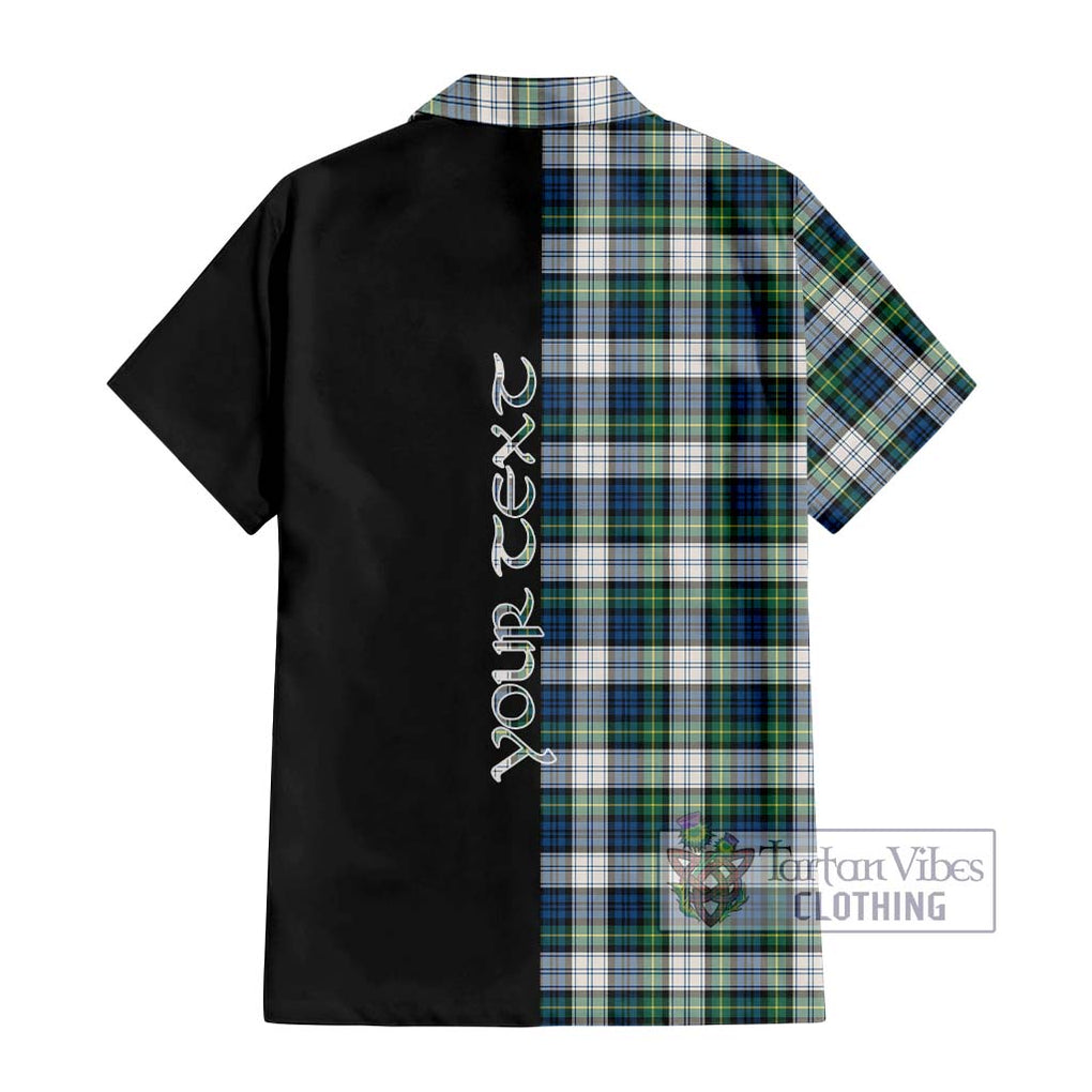 Gordon Dress Ancient Tartan Short Sleeve Button Shirt with Family Crest and Half Of Me Style - Tartanvibesclothing Shop