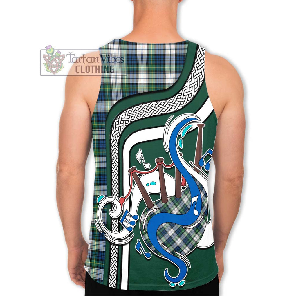 Gordon Dress Ancient Tartan Men's Tank Top with Epic Bagpipe Style - Tartanvibesclothing Shop