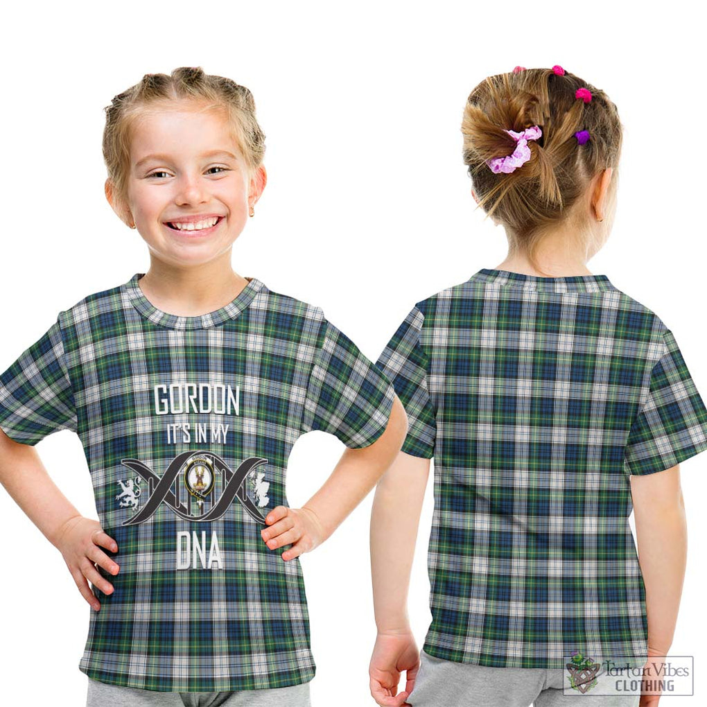 Gordon Dress Ancient Tartan Kid T-Shirt with Family Crest DNA In Me Style - Tartanvibesclothing Shop