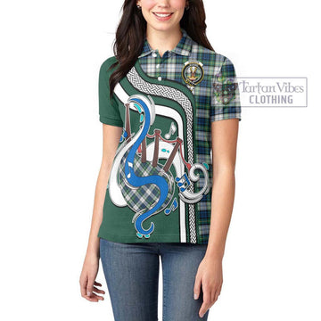 Gordon Dress Ancient Tartan Women's Polo Shirt with Epic Bagpipe Style