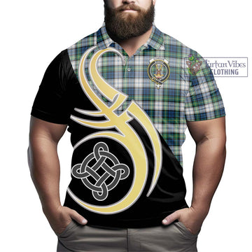 Gordon Dress Ancient Tartan Polo Shirt with Family Crest and Celtic Symbol Style