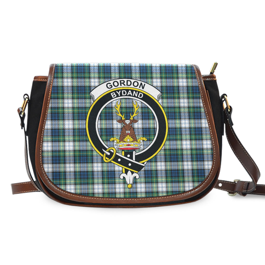 Gordon Dress Ancient Tartan Saddle Bag with Family Crest - Tartan Vibes Clothing