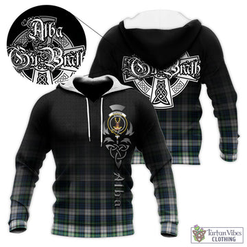 Gordon Dress Ancient Tartan Knitted Hoodie Featuring Alba Gu Brath Family Crest Celtic Inspired