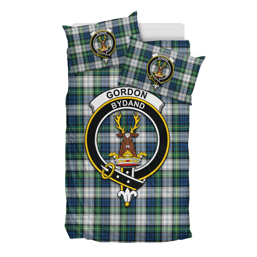 Gordon Dress Ancient Tartan Bedding Set with Family Crest - Tartan Vibes Clothing