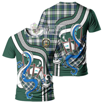 Gordon Dress Ancient Tartan T-Shirt with Epic Bagpipe Style