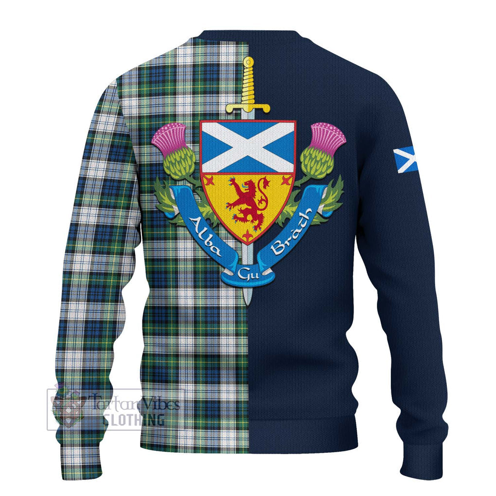 Tartan Vibes Clothing Gordon Dress Ancient Tartan Knitted Sweater with Scottish Lion Royal Arm Half Style