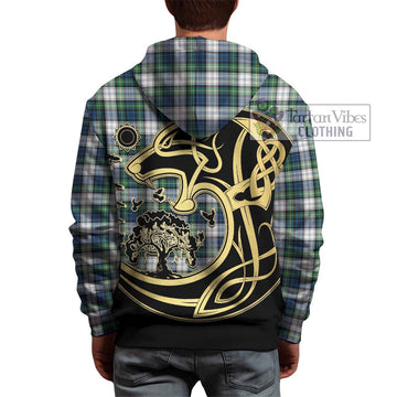 Gordon Dress Ancient Tartan Hoodie with Family Crest Celtic Wolf Style