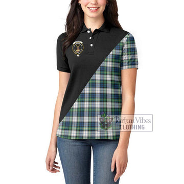 Gordon Dress Ancient Tartan Women's Polo Shirt with Family Crest and Military Logo Style