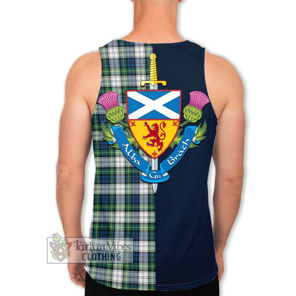 Tartan Vibes Clothing Gordon Dress Ancient Tartan Men's Tank Top with Scottish Lion Royal Arm Half Style