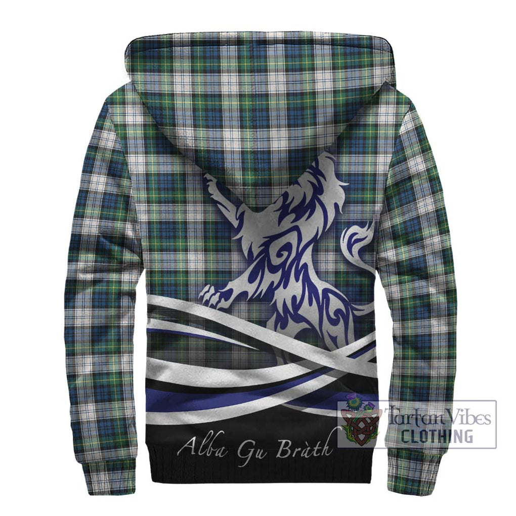 Gordon Dress Ancient Tartan Sherpa Hoodie with Alba Gu Brath Regal Lion Emblem - Tartanvibesclothing Shop