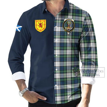 Gordon Dress Ancient Tartan Long Sleeve Button Shirt Alba with Scottish Lion Royal Arm Half Style