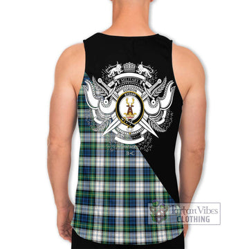 Gordon Dress Ancient Tartan Men's Tank Top with Family Crest and Military Logo Style