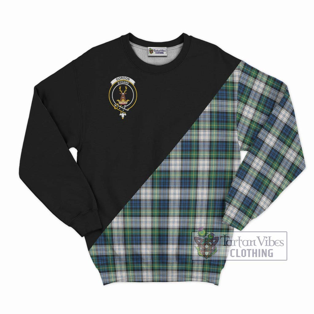 Gordon Dress Ancient Tartan Sweatshirt with Family Crest and Military Logo Style - Tartanvibesclothing Shop