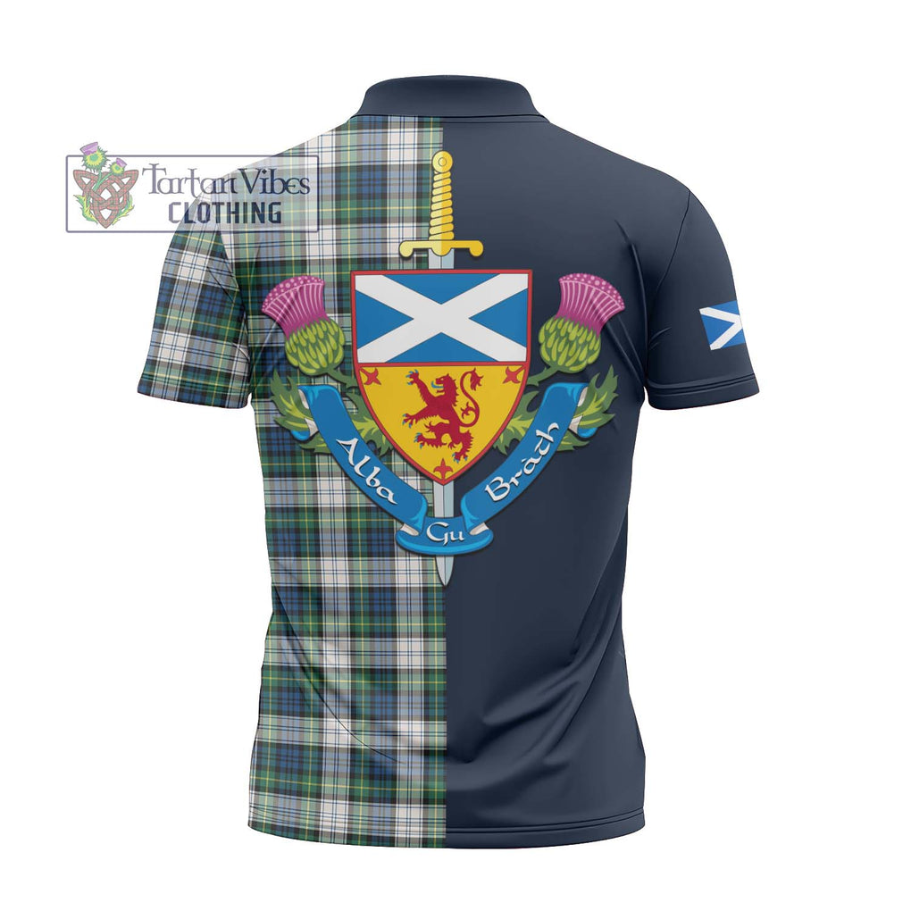 Tartan Vibes Clothing Gordon Dress Ancient Tartan Zipper Polo Shirt with Scottish Lion Royal Arm Half Style