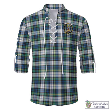 Gordon Dress Ancient Tartan Men's Scottish Traditional Jacobite Ghillie Kilt Shirt with Family Crest