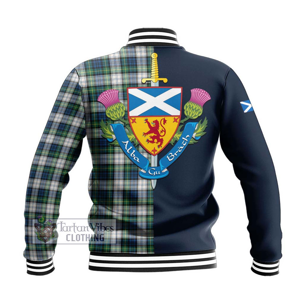 Tartan Vibes Clothing Gordon Dress Ancient Tartan Baseball Jacket with Scottish Lion Royal Arm Half Style