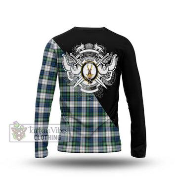 Gordon Dress Ancient Tartan Long Sleeve T-Shirt with Family Crest and Military Logo Style