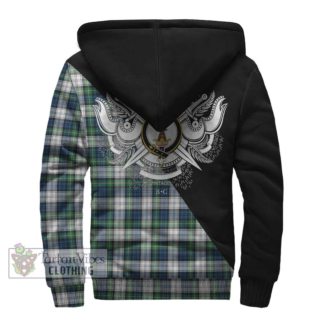 Gordon Dress Ancient Tartan Sherpa Hoodie with Family Crest and Military Logo Style - Tartanvibesclothing Shop