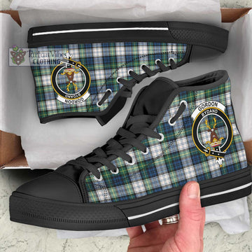 Gordon Dress Ancient Tartan High Top Shoes with Family Crest