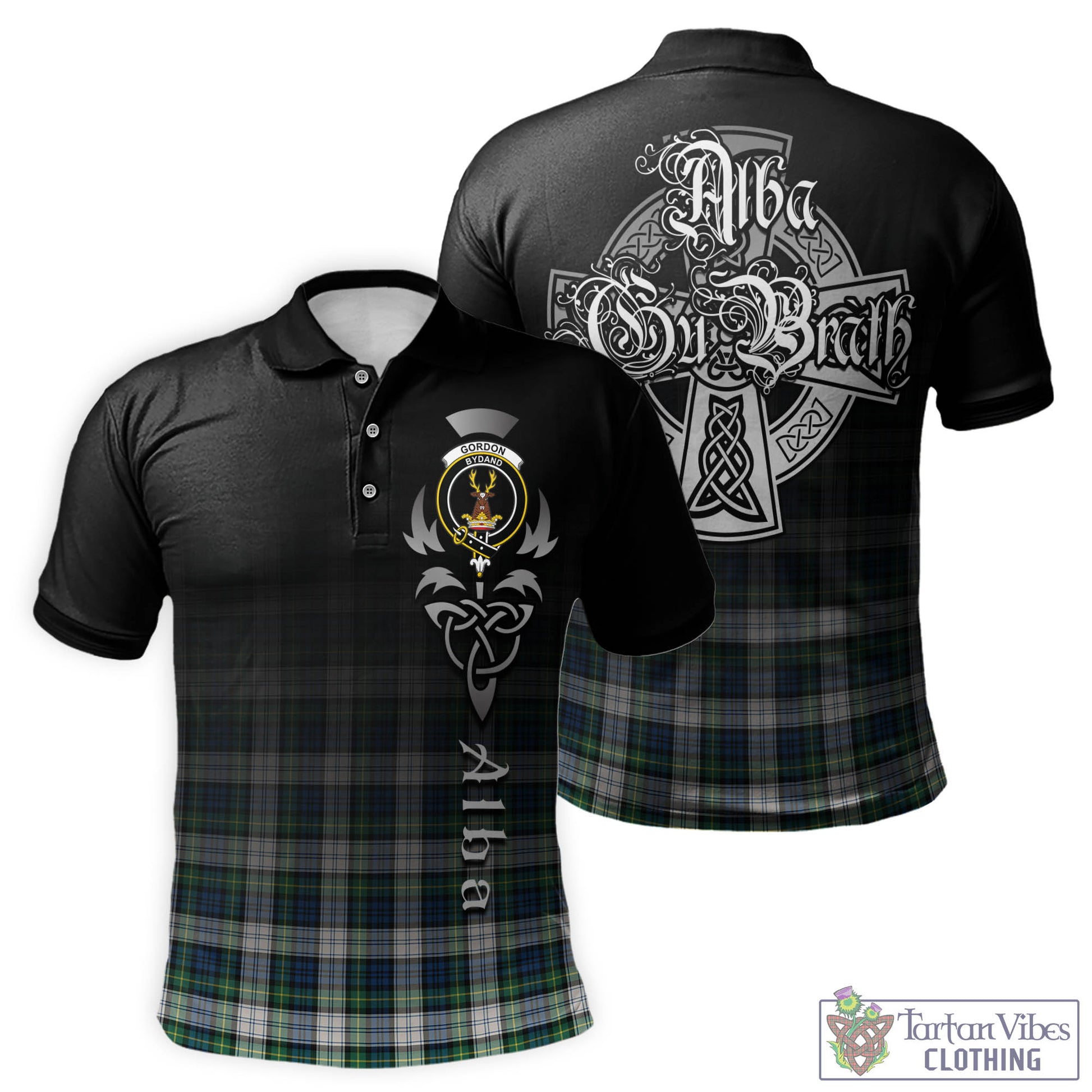 Tartan Vibes Clothing Gordon Dress Ancient Tartan Polo Shirt Featuring Alba Gu Brath Family Crest Celtic Inspired