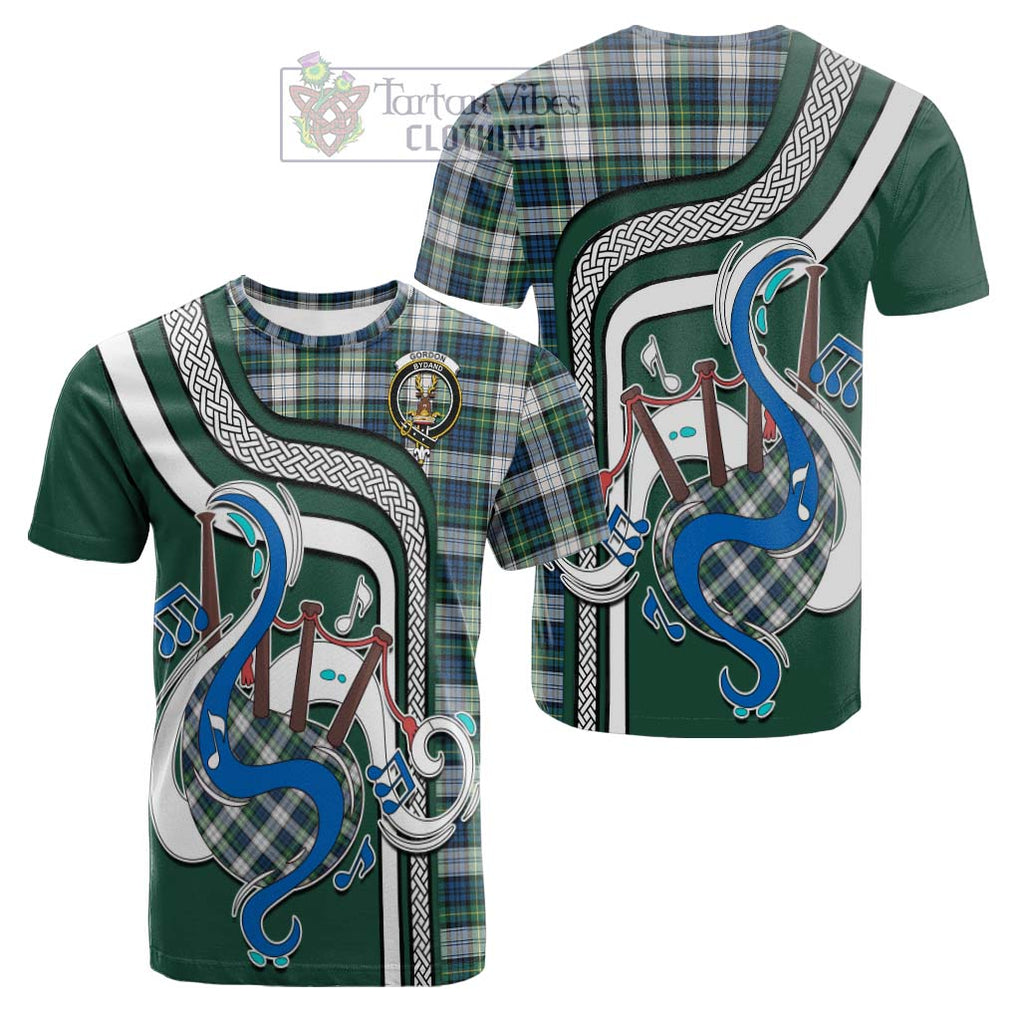 Tartan Vibes Clothing Gordon Dress Ancient Tartan Cotton T-shirt with Epic Bagpipe Style