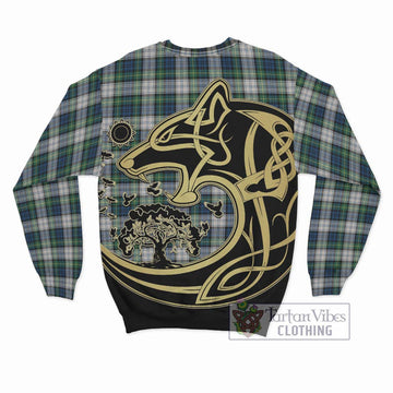 Gordon Dress Ancient Tartan Sweatshirt with Family Crest Celtic Wolf Style