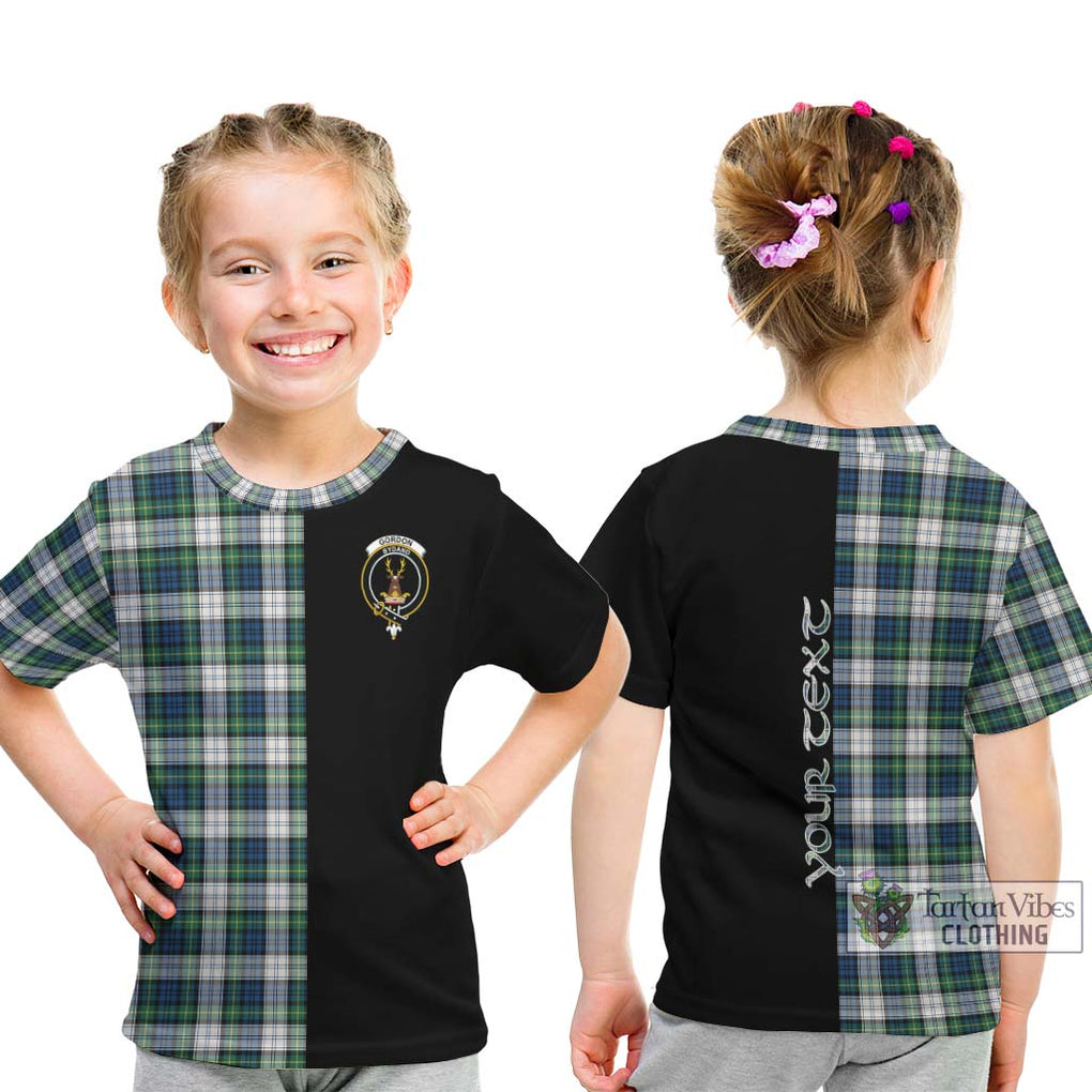 Gordon Dress Ancient Tartan Kid T-Shirt with Family Crest and Half Of Me Style - Tartanvibesclothing Shop