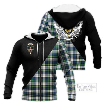 Gordon Dress Ancient Tartan Knitted Hoodie with Family Crest and Military Logo Style