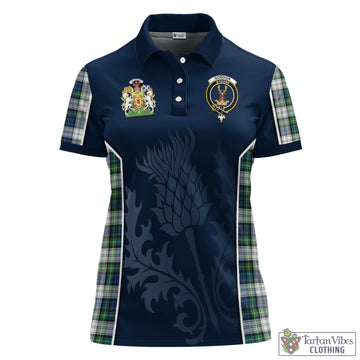Gordon Dress Ancient Tartan Women's Polo Shirt with Family Crest and Scottish Thistle Vibes Sport Style