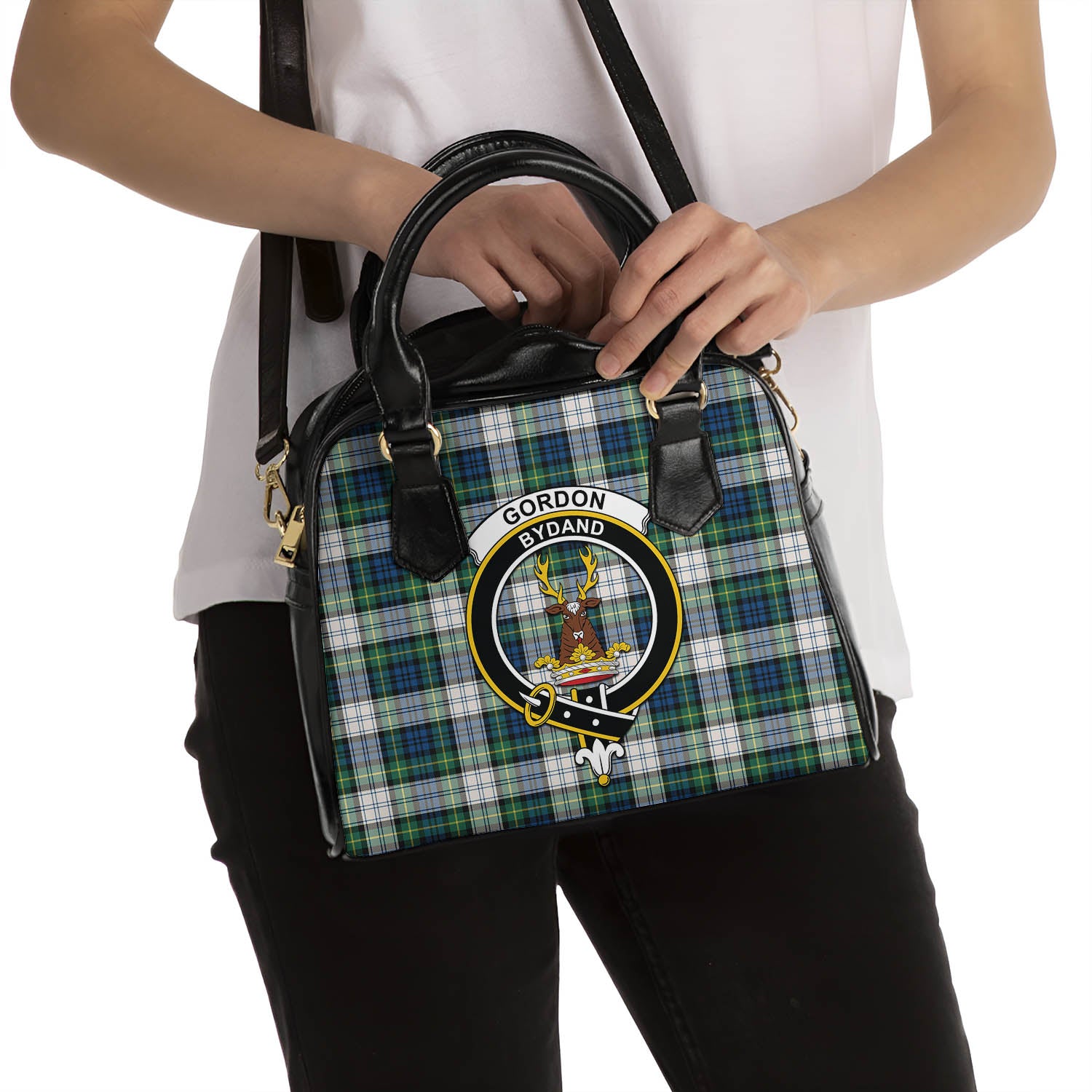 Gordon Dress Ancient Tartan Shoulder Handbags with Family Crest - Tartanvibesclothing