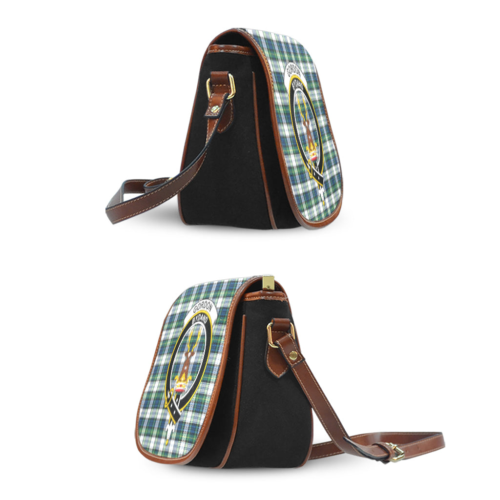 Gordon Dress Ancient Tartan Saddle Bag with Family Crest - Tartan Vibes Clothing