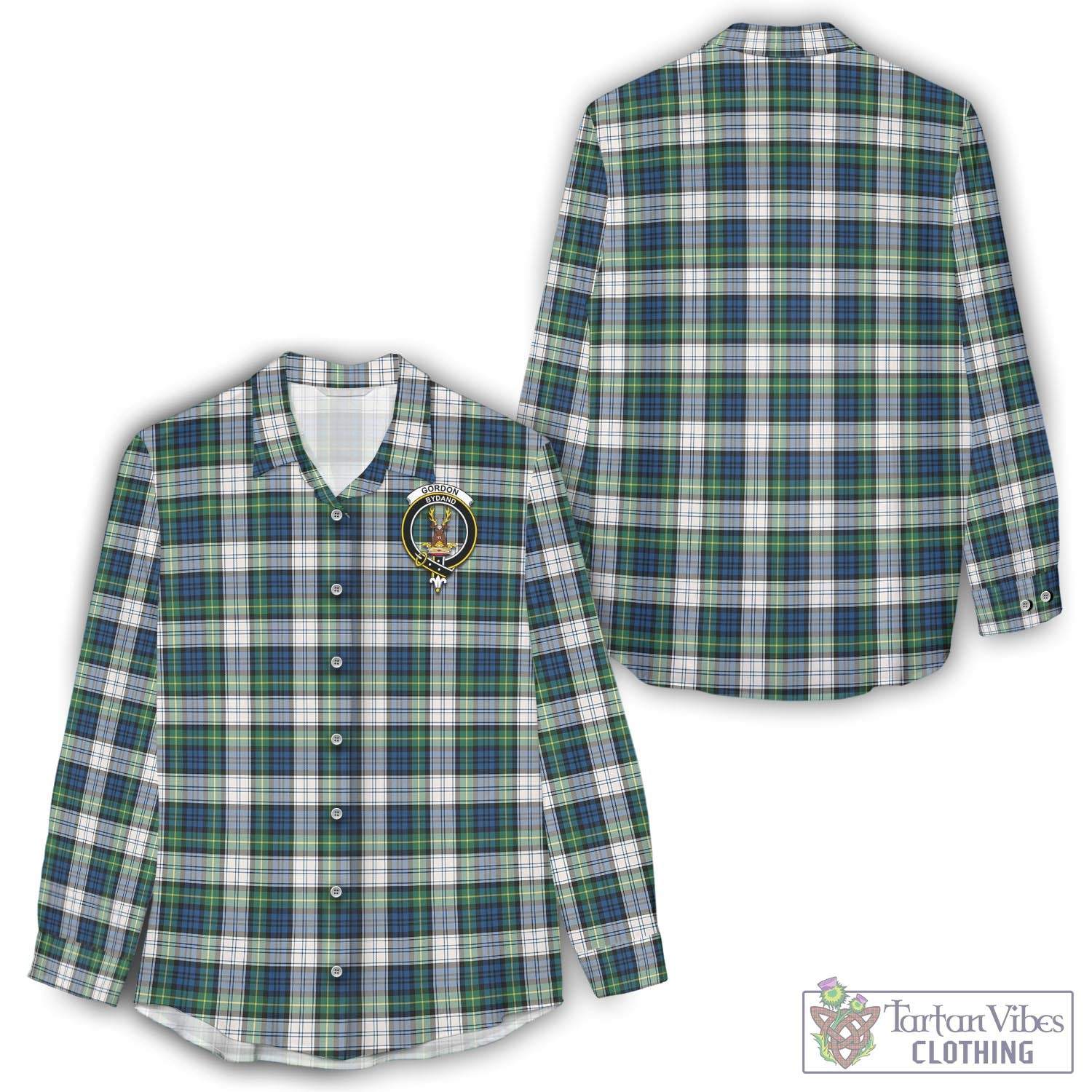 Tartan Vibes Clothing Gordon Dress Ancient Tartan Womens Casual Shirt with Family Crest