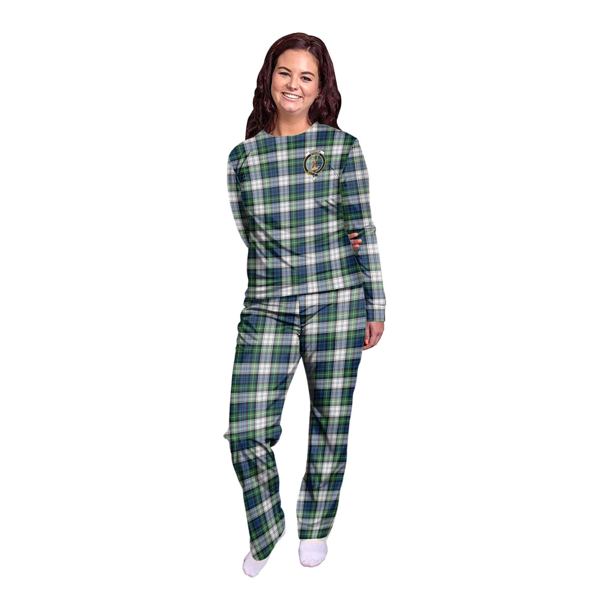 Gordon Dress Ancient Tartan Pajamas Family Set with Family Crest - Tartan Vibes Clothing