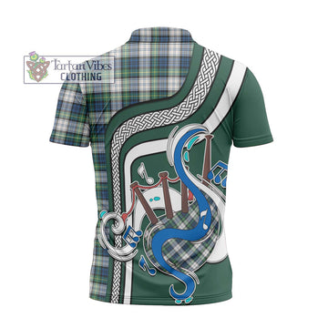 Gordon Dress Ancient Tartan Zipper Polo Shirt with Epic Bagpipe Style