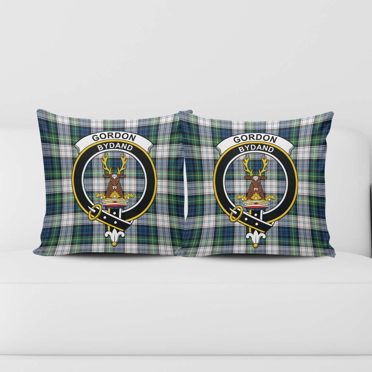 Gordon Dress Ancient Tartan Pillow Cover with Family Crest - Tartanvibesclothing