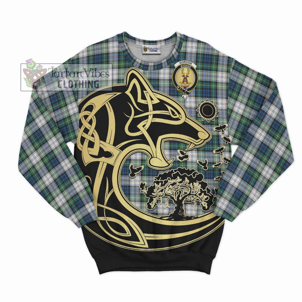 Gordon Dress Ancient Tartan Sweatshirt with Family Crest Celtic Wolf Style - Tartan Vibes Clothing