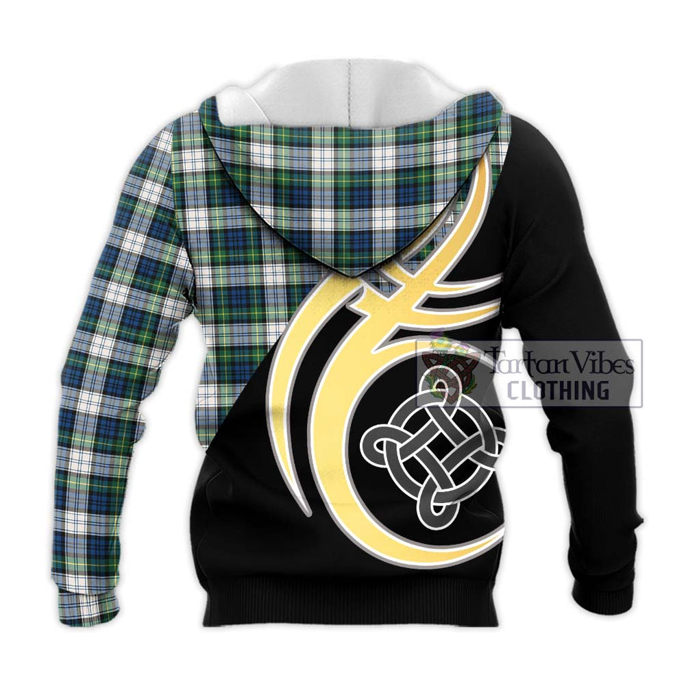 Gordon Dress Ancient Tartan Knitted Hoodie with Family Crest and Celtic Symbol Style - Tartan Vibes Clothing