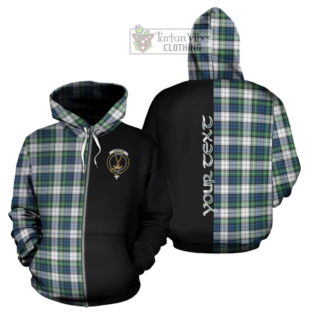 Gordon Dress Ancient Tartan Hoodie with Family Crest and Half Of Me Style - Tartanvibesclothing Shop