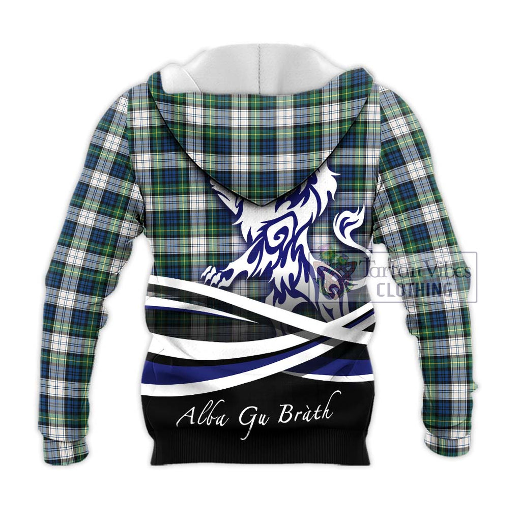 Gordon Dress Ancient Tartan Knitted Hoodie with Alba Gu Brath Regal Lion Emblem - Tartanvibesclothing Shop