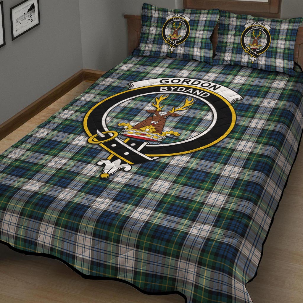 Gordon Dress Ancient Tartan Quilt Bed Set with Family Crest - Tartan Vibes Clothing