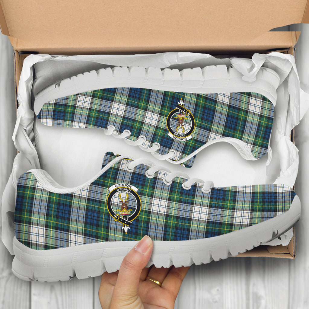 Gordon Dress Ancient Tartan Sneakers with Family Crest - Tartan Vibes Clothing