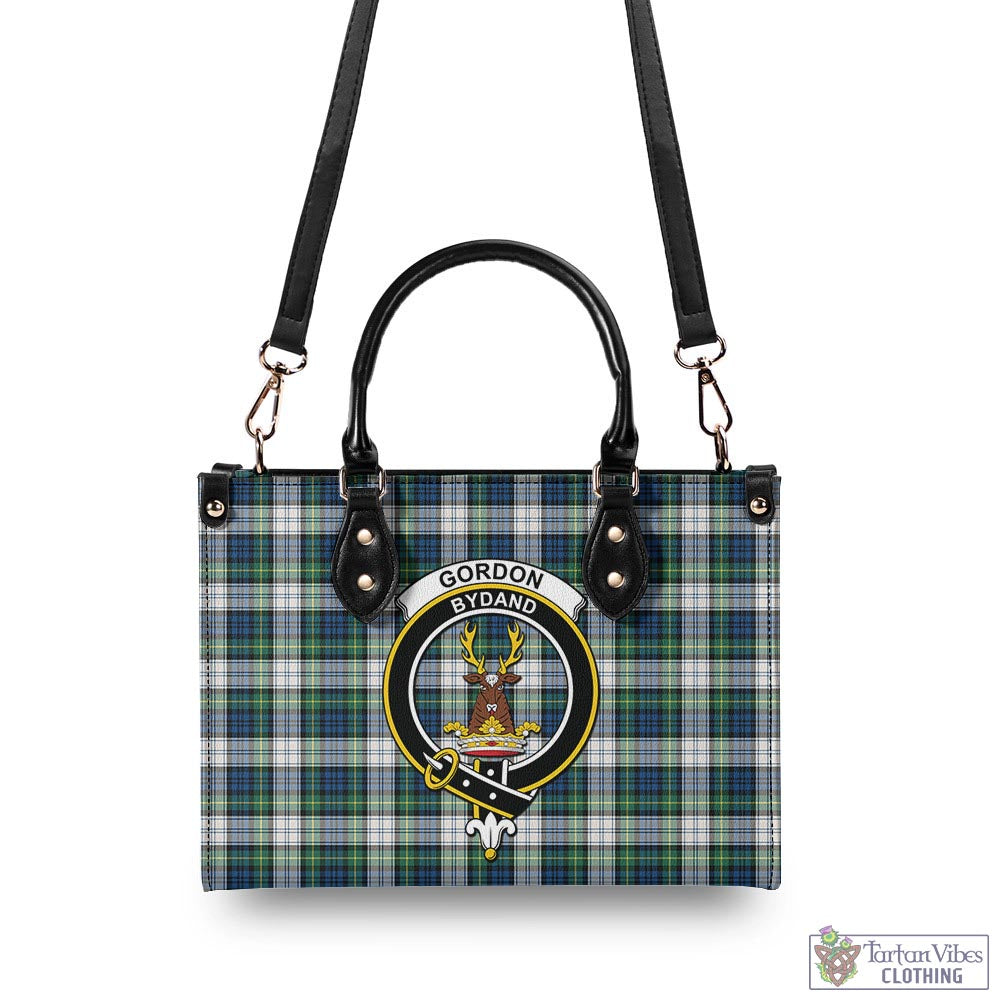 Tartan Vibes Clothing Gordon Dress Ancient Tartan Luxury Leather Handbags with Family Crest